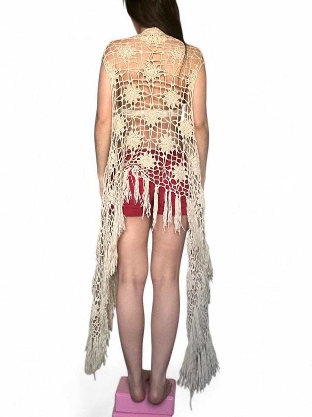 Drapey Long Fringe Crochet Cardigan